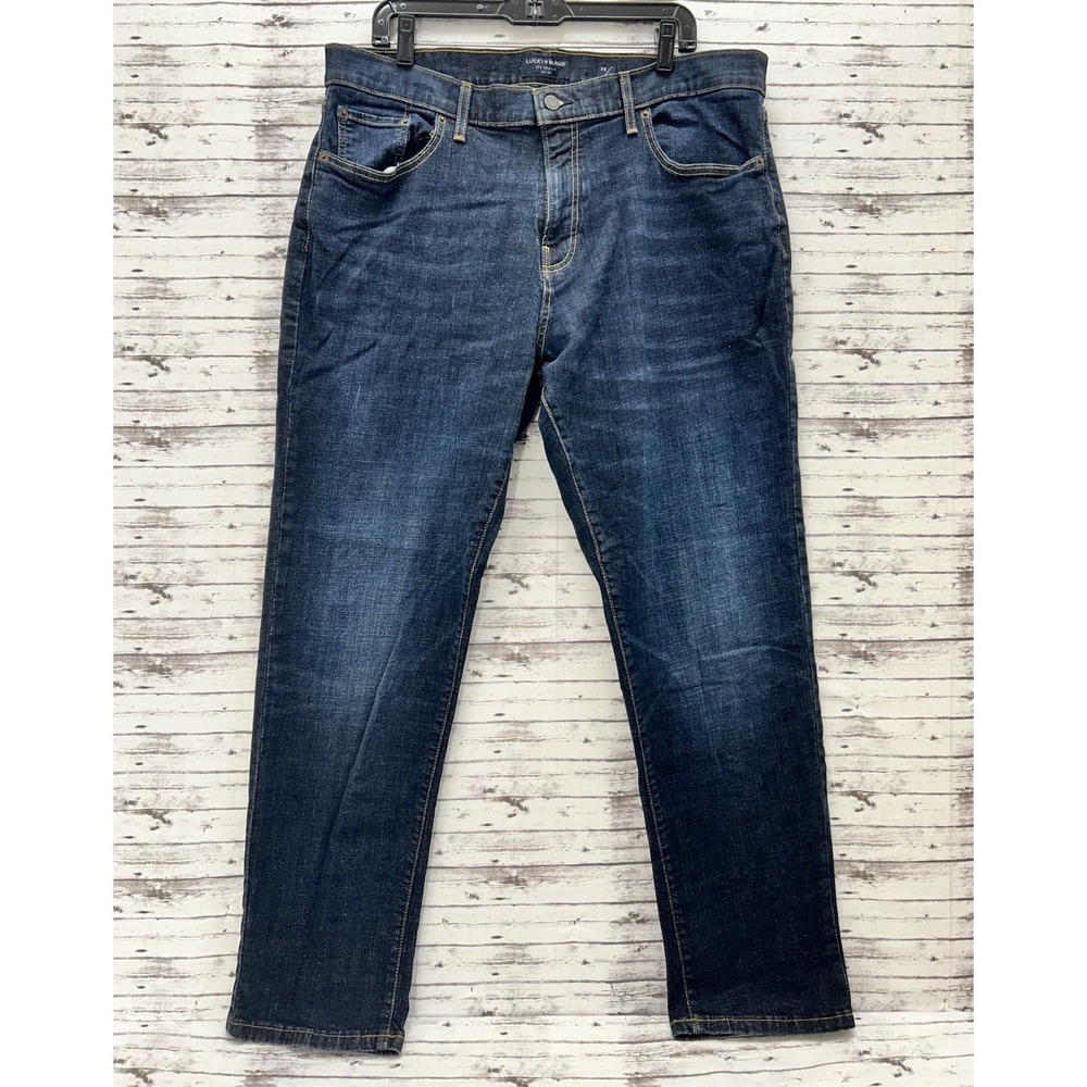 Lucky Brand 221 Jeans Men Size 38x32 Blue Denim Straight Stretch Dark Wash